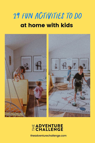 Collage of photos of kids enjoying and playing games in their living room