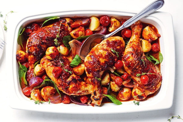 Quick Roast Chicken with Tomatoes and Potatoes