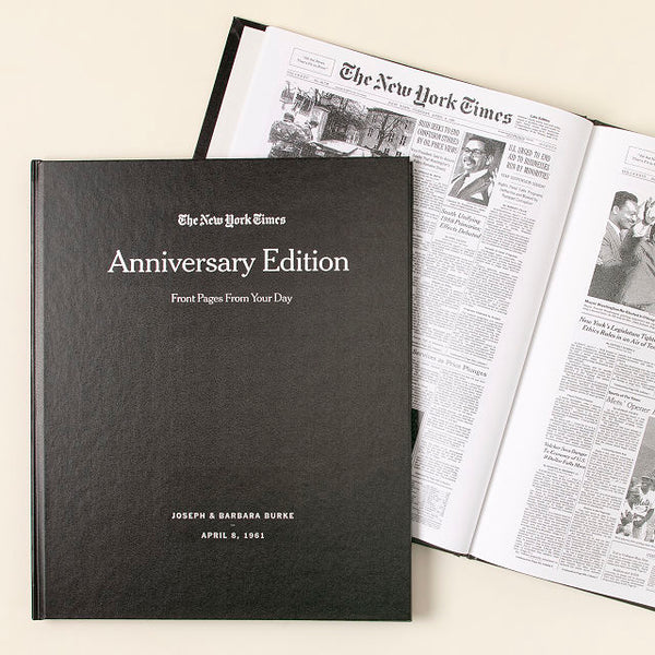 New York Times compilation book, a collection of all the major New York Times headlines and stories that were printed on your anniversary date