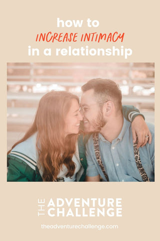 Couple sharing an intimate hug and smiling at each other; image overlaid with text that reads How to Increase Intimacy in a Relationship 