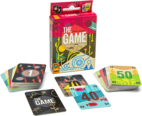 The best two play board games for couples. Box of The Game with cards beside it.