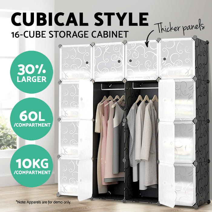 Constructor 16 Cube Diy Storage Cabinet Wardrobe Black