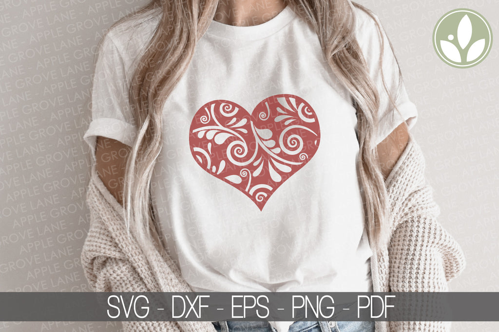 Download Swirl Heart Svg Valentines Day Svg Love Svg Fancy Heart Clipart Apple Grove Lane