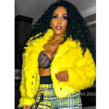 Load image into Gallery viewer, Wholesale 2PK: Stasia Snapped: Yellow Fuzzy Faux Fur Cropped Jacket