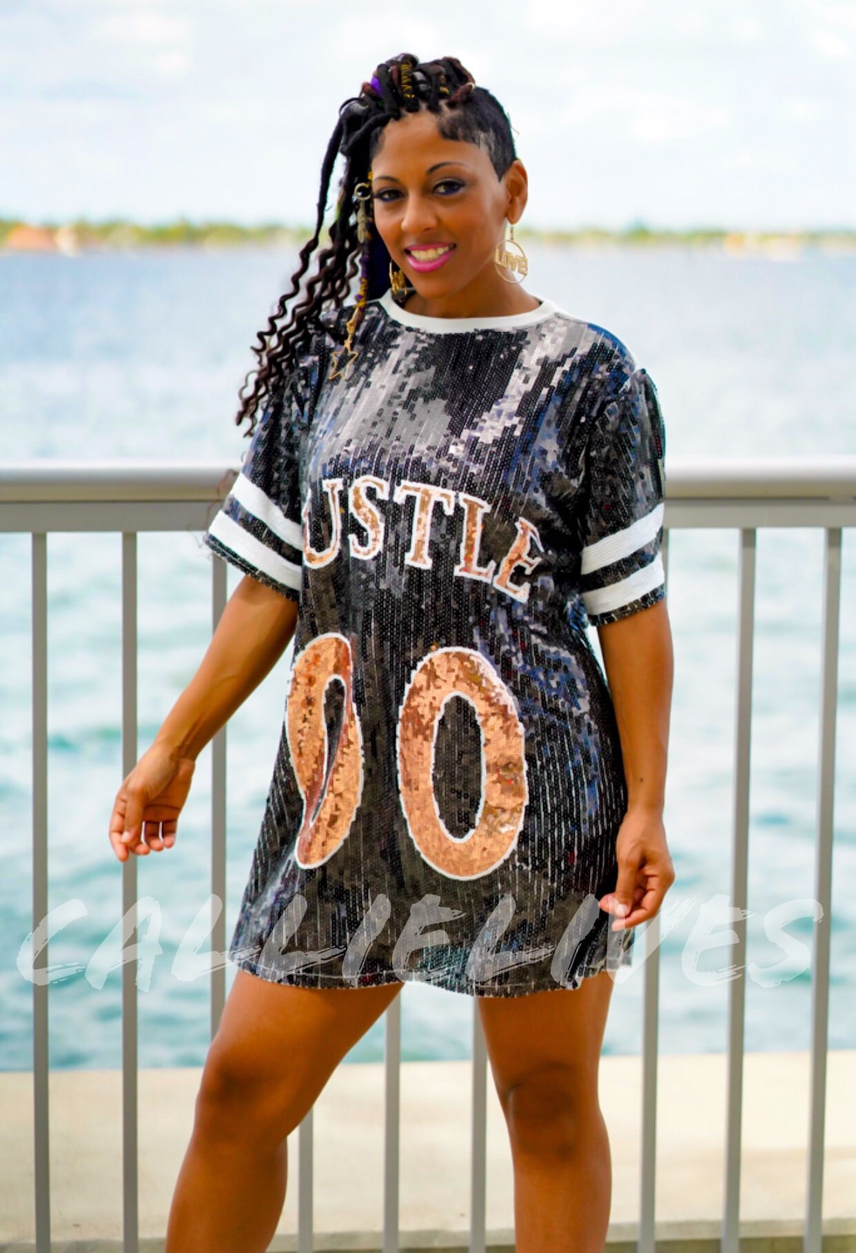 sequin jersey shirt dress