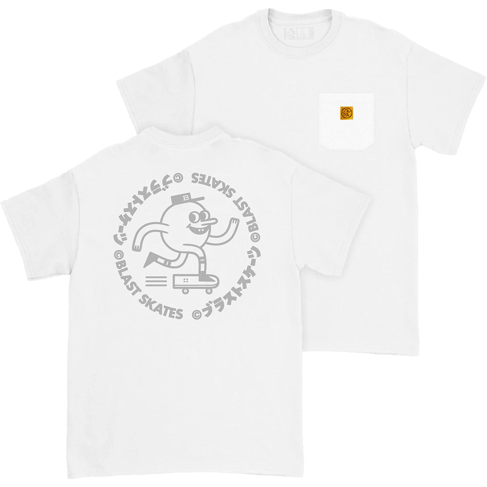 Blast Skates Golden Label Pocket Tee White