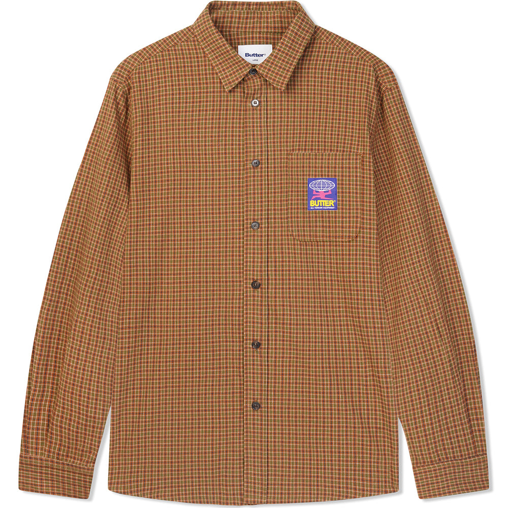 Butter Goods Terrain Long Sleeve Shirt Brown/Green