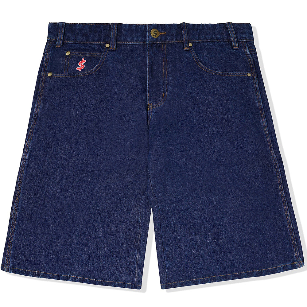 Cash Only Logo Denim Shorts Raw Indigo