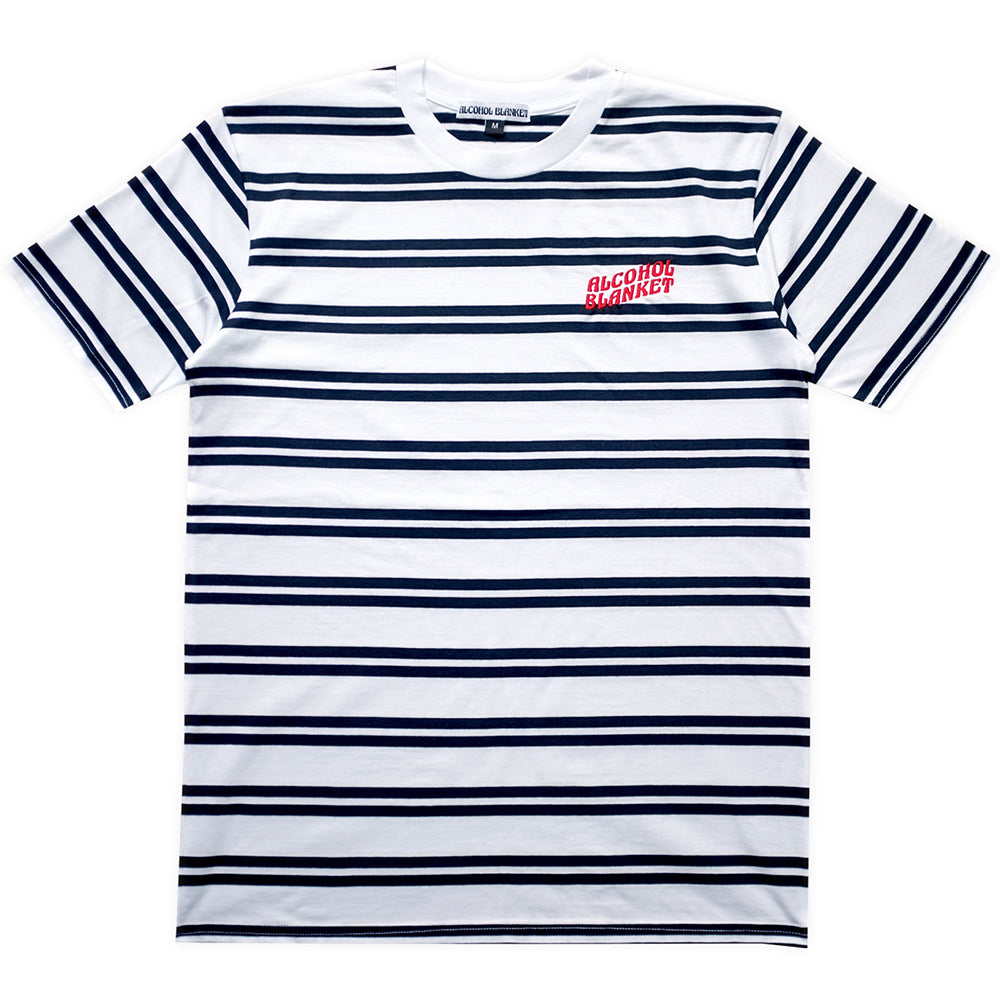 Alcohol Blanket Striped Logo T shirt White