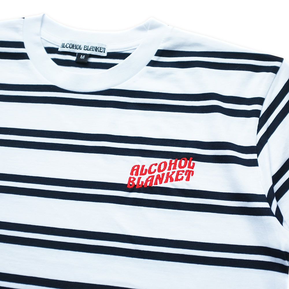 Alcohol Blanket Striped Logo T shirt White