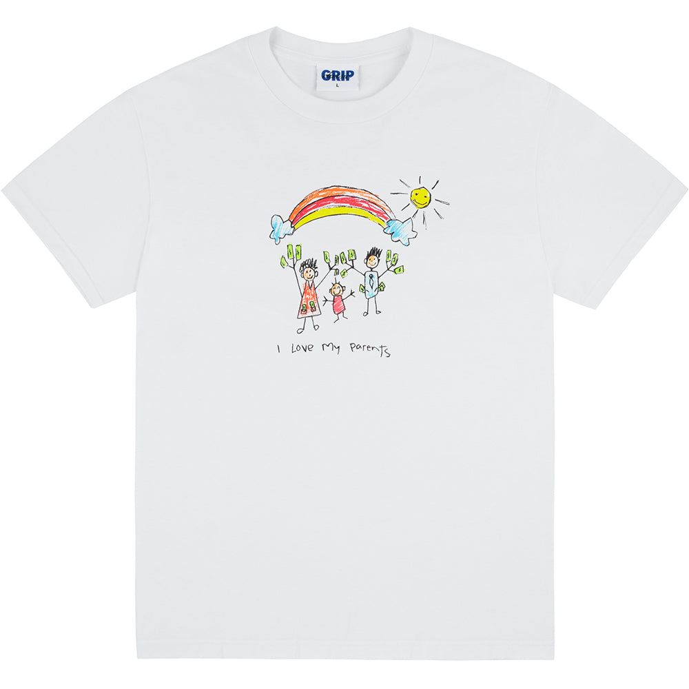 Classic Grip I Love My Parents T shirt White