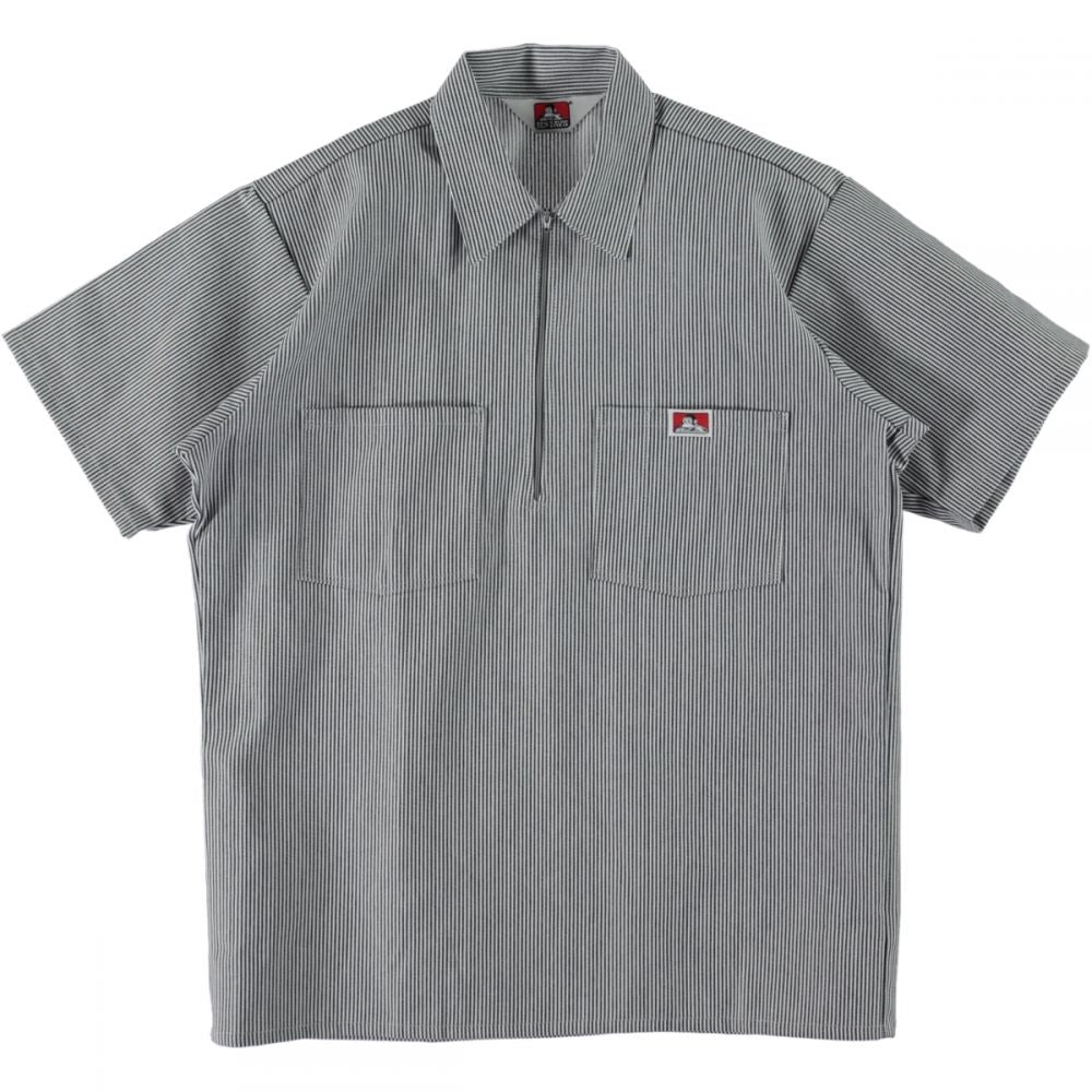 Ben Davis short sleeve half zip work shirt hickory stripe | Manchester ...