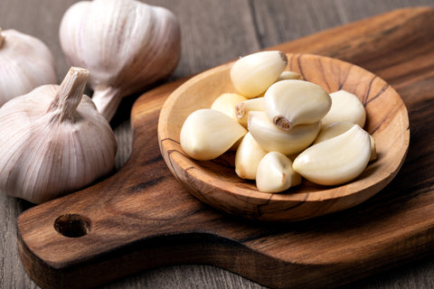 Garlic in Wood Bowl