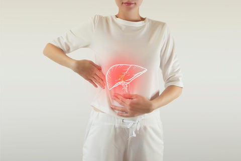 Woman with Liver Drawn on her Stomach