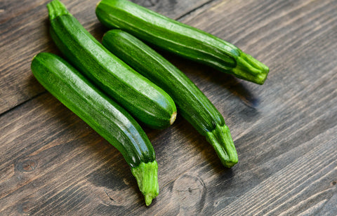 Zucchinis on a table