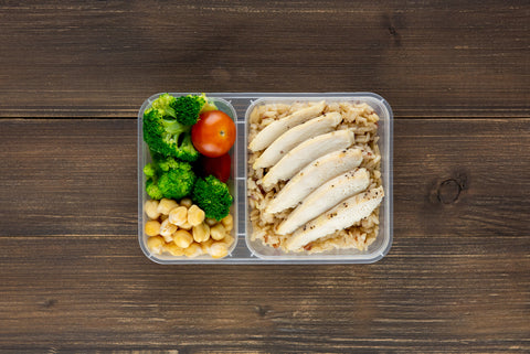 Organized lunch or protein, carbohydrates and fat