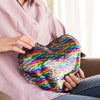 Rainbow Heart Magic Sequin Cushion