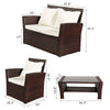 Oshion Outdoor Rattan Sofa Combination Four-piece Package-Brown(Combination Total 2 Boxes)