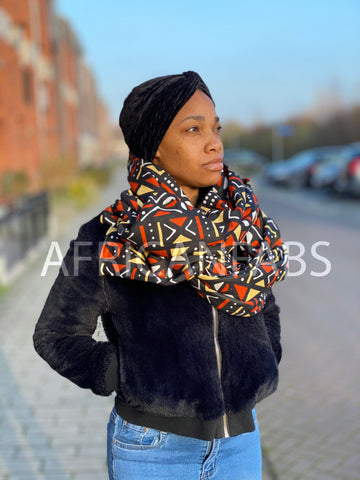 African print Winter scarf for Adults Unisex - Black mud cloth