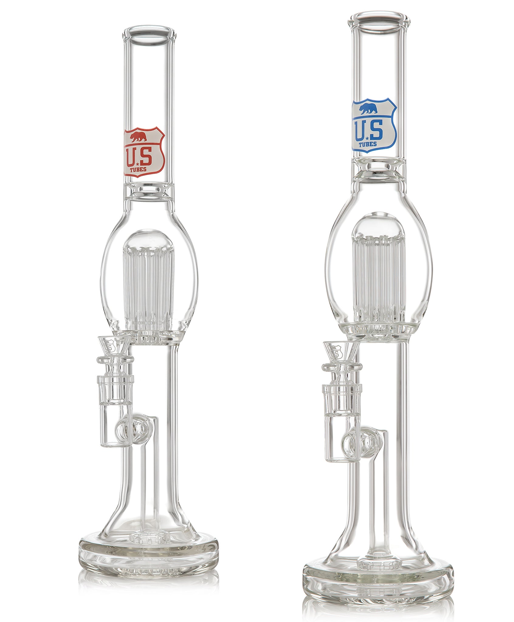 Two US TUBES Hybrid Fixed Stem Circ Tubes with 10 Arm Fixed Tree Perc