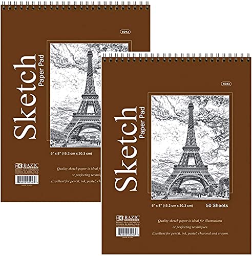 5.5 x 8.5 Sketchbook Set, Top Spiral Bound Sketch Pad, 2 Packs