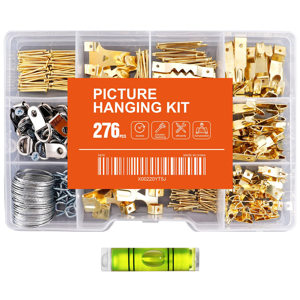 Picture Hanging Kit - 100 Feet Stainless Steel Hanging Wire, 60 Pcs D Ring  Picture Hangers with Screws and 60 Pcs Aluminum Crimping Loop Sleeve for  Hanging Paintings Photos