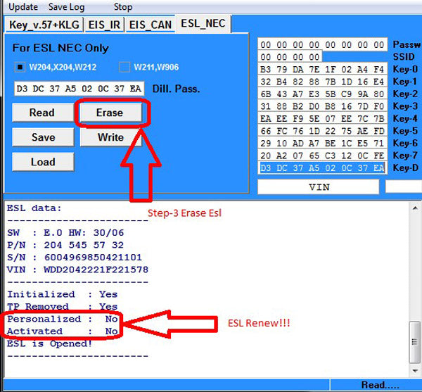  NEC PRO57 ESL Renew Process Display: