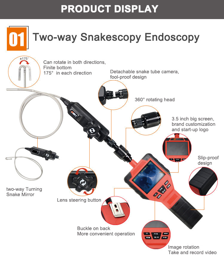 Portable Two-way Rotating Head Industrial Borescope 
