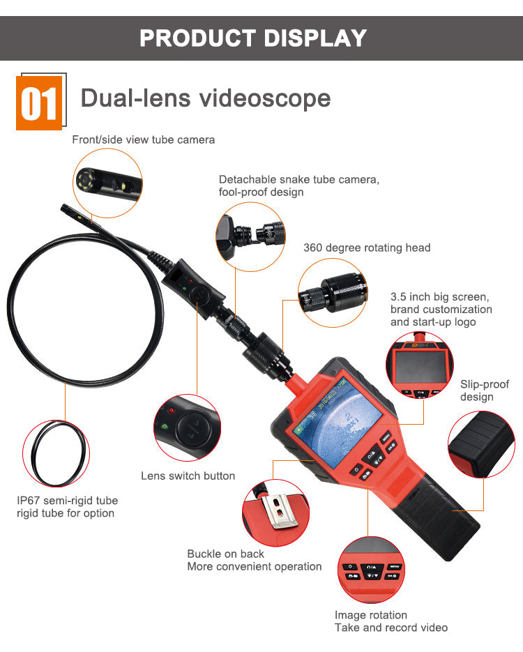 Car pipe inspection industrial endoscope