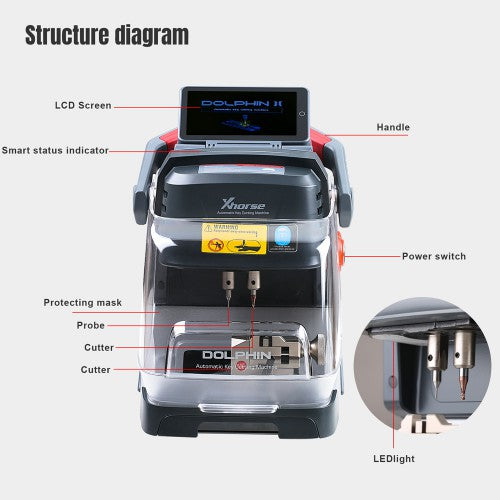 The Xhorse Dolphin II XP-005L LED lamp operating blinking position