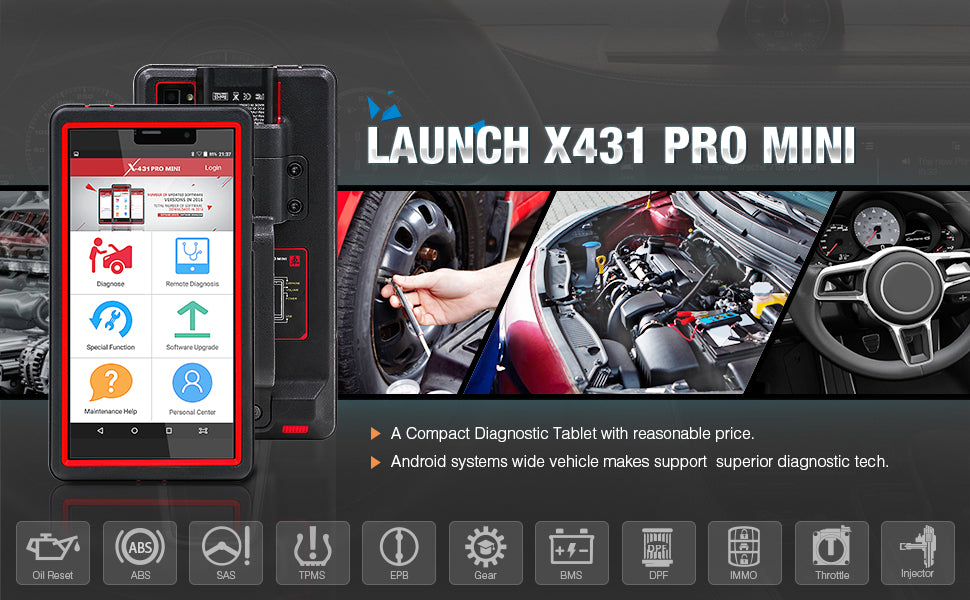 Bluetooth Communication 6.9 Inch Screen 12V Launch X431 PRO Mini