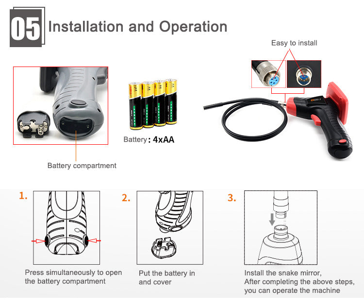 Industria portable handheld endoscope with 2.7 HD Screen