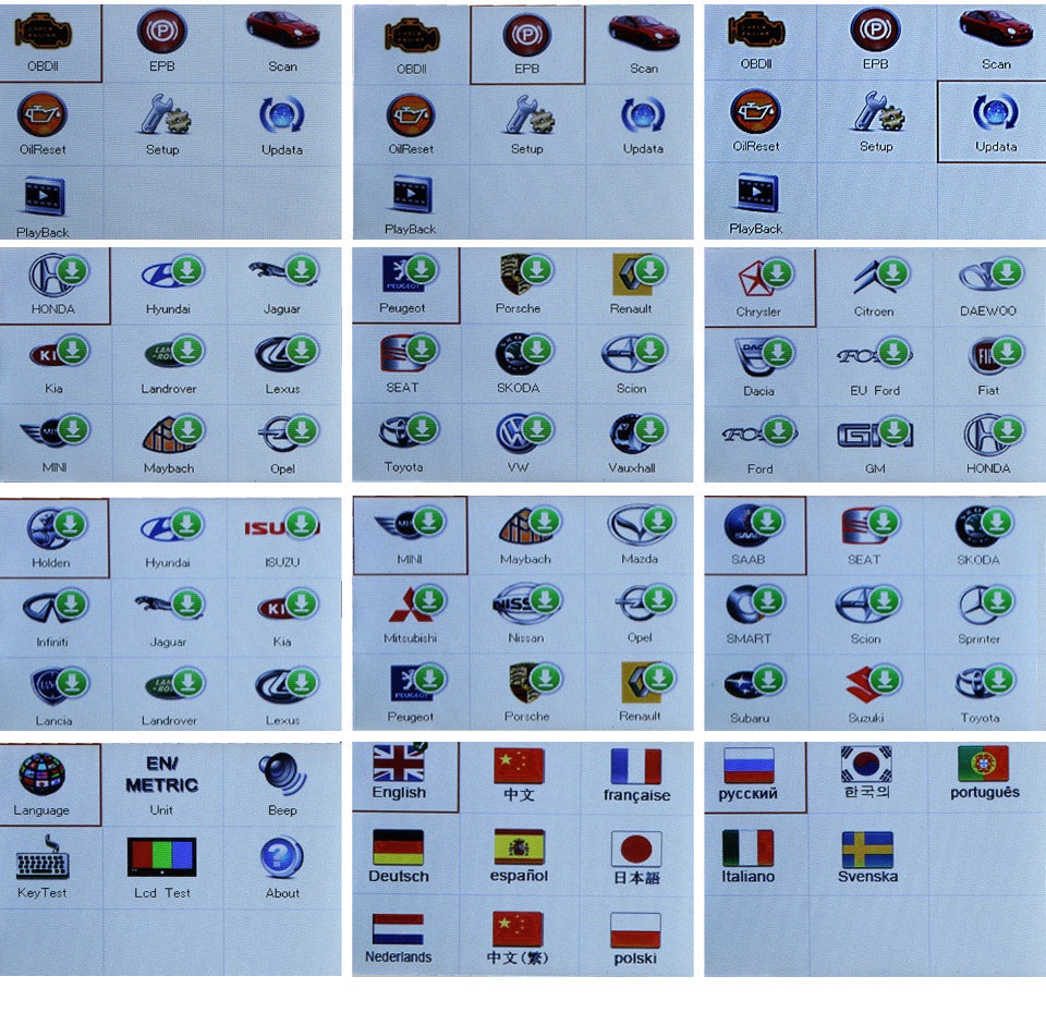 AUTEL MaxiDiag Diaglink OBD2 Scanner All System Car Diagnostic Tool's UI Images.
