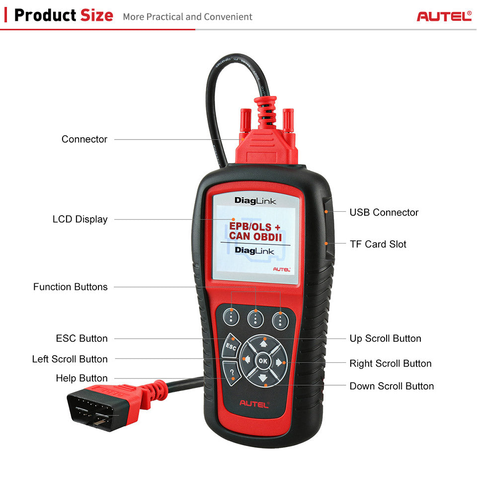 AUTEL MaxiDiag Diaglink OBD2 Scanner All System Car Diagnostic Tool's detailed information.