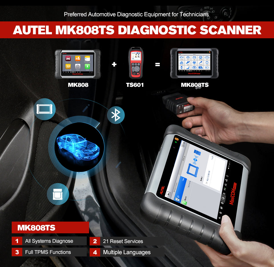 Autel MaxiCOM MK808TS OBD2 Bluetooth Scanner Car Diagnostic Scan Tool preferred automative diagnostic equipment for technicians