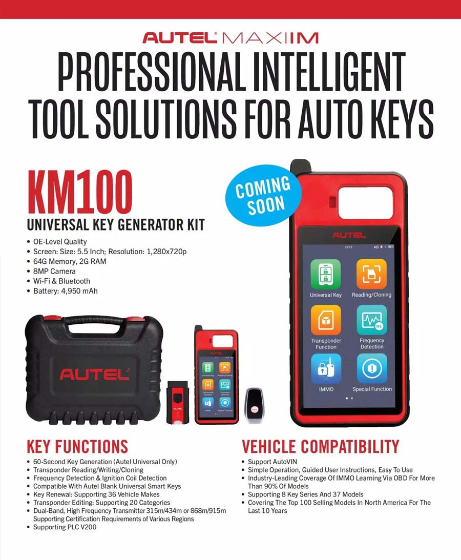 Autel MaxiIM KM100 Universal Auto Key IMMO Generator Programmer Kit function