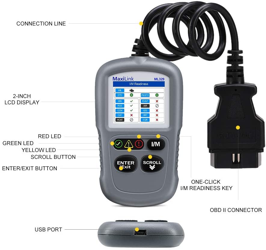 Autel MaxiLink ML329 OBD2 Code Reader AutoVin Function Engine Fault CAN Scan Tool display