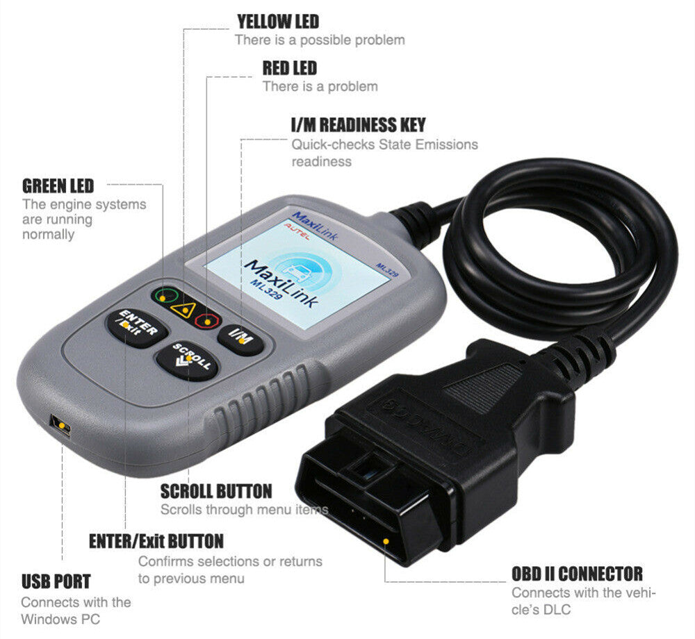 Autel MaxiLink ML329 OBD2 Code Reader AutoVin Function Engine Fault CAN Scan Tool interface