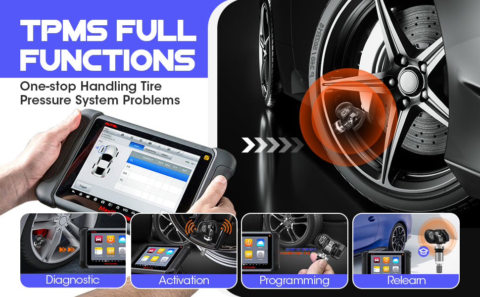 Autel MaxiSYS MS906TS TPMS Diagnostic Tools Auto Full System Wireless Scanner provides TPMS full fucntions and one-stop handling tire pressure system problems.