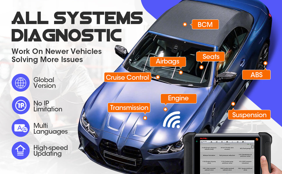 Autel MaxiSYS MS906TS TPMS Diagnostic Tools Auto Full System Wireless Scanner supportts all systems diagnostic and works on newer vehicles to solve more issures.