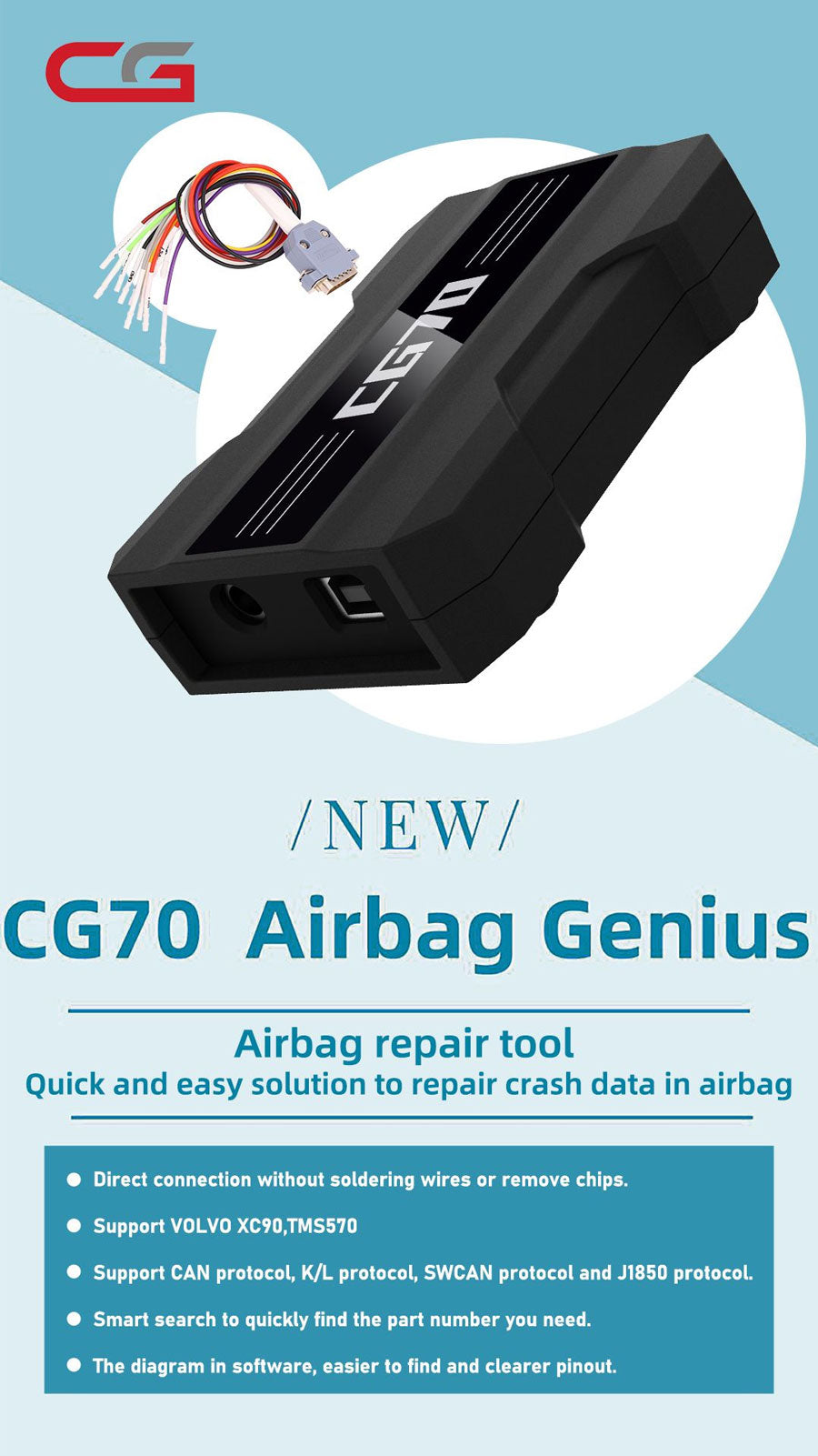 CGDI CG70 Airbag Reset Tool Clear Fault Codes One Key No Welding No Di –  VXDAS Official Store