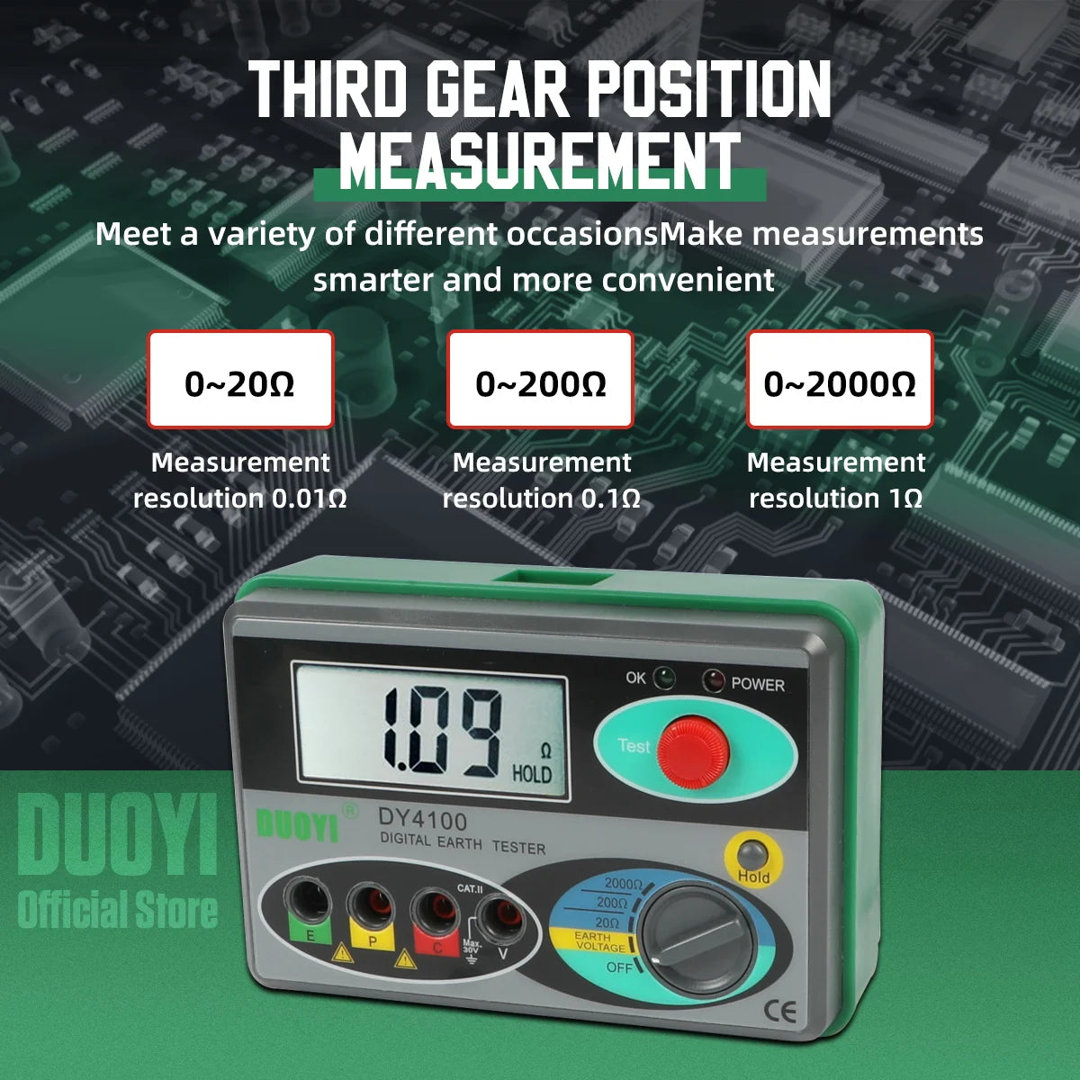 DY4100 Digital Earth Ground Resistance Tester Meter