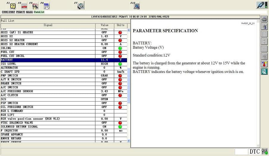 HDS Diagnostic Cable Software Display