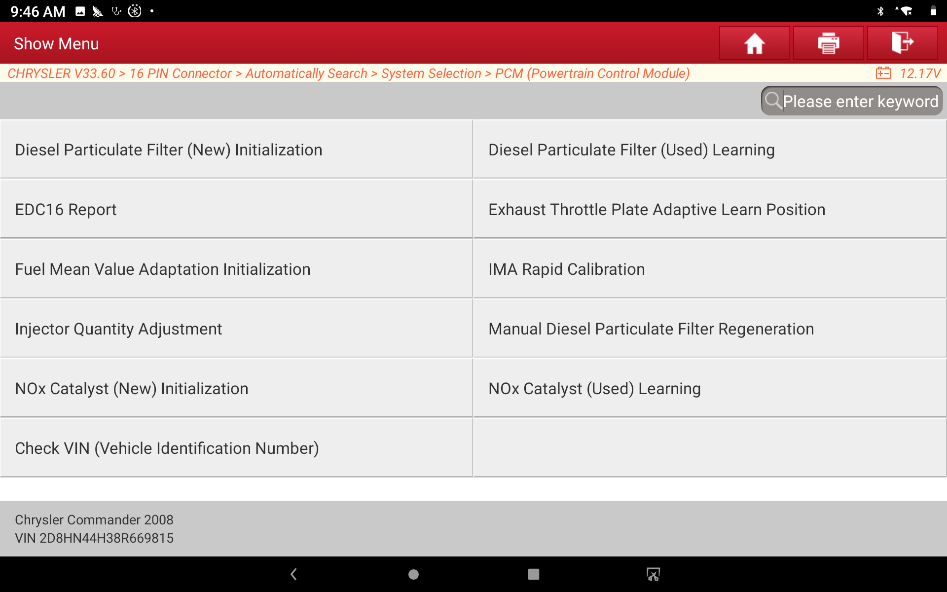 Launch X431 PRO 5 Show menu