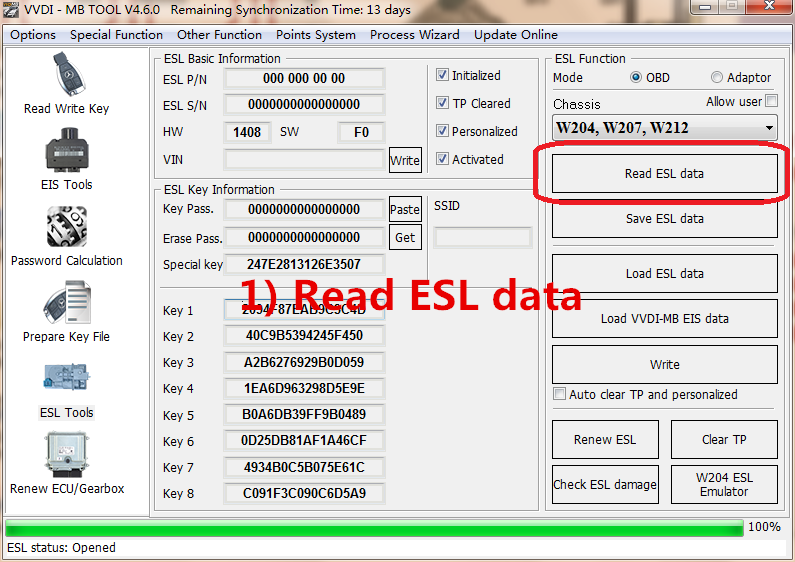 1) Read ESL data