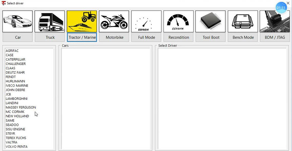 TagFlash Tractor /Marine ECU Reading/Writing List