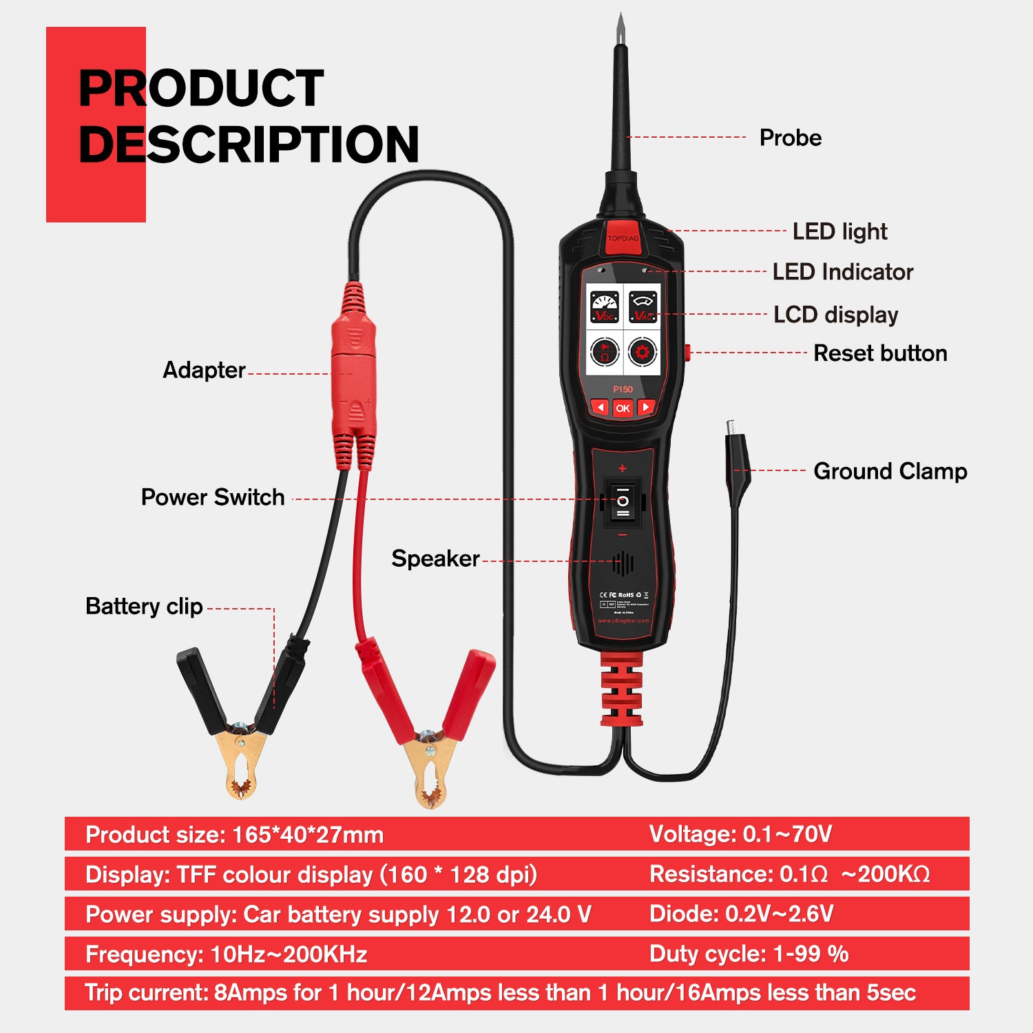 ToDiag P150 Battery Electrical Circuit Tester