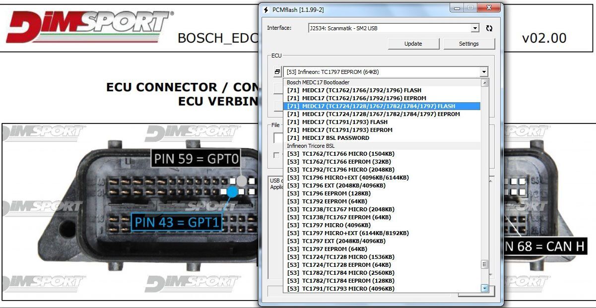 KTM BENCH Boot ECU Software Display