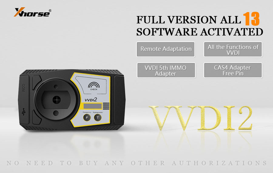 Xhorse VVDI 2&nbsp;full authorization comes with Basic Function + V-W + BM-W + Porsche+ A-UDI Generation 5 function + BM-W OBD Function+BM-W CAS4 + BM-W FEM + ID48 96bit + ID48 OBDII + MQB Key Learn, + Prepare Toyota H Chip Authorization.