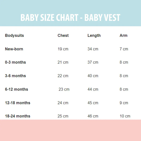 Baby vest Size Chart Luss Wonderland